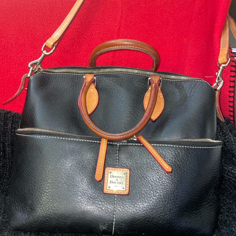 Dooney & Bourke Black and Brown Leather Satchel